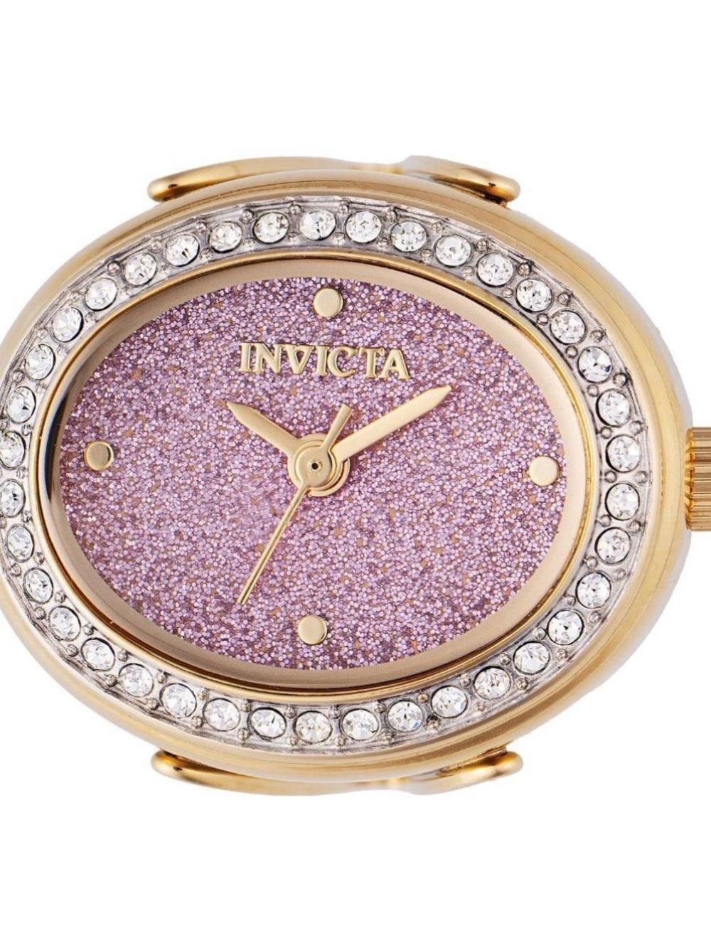 Invicta Mini Angel 24mm Women's Ring Watch - Gold-Tone Pink Glitter Crystal NEW